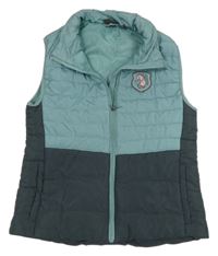 Zeleno-tmavošedá šusťáková zateplená jezdecká vesta Crane