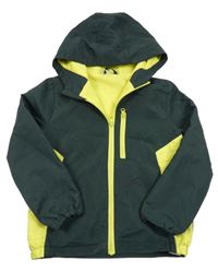 Tmavošedo-žlutá šusťáková lehce zateplená bunda s kapucí Little kids
