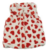 Bílá kožešinová podšitá vesta se srdíčky Max studio