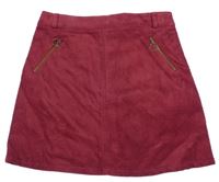 Rubínová manšestrová sukně se zipy Nutmeg