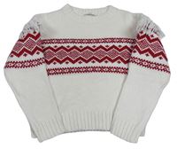 Bílo-červený svetr s třásněmi M&S