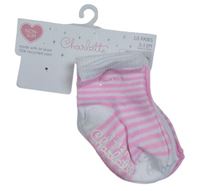 5pack - Růžovo-bílé ponožky Charlotte 