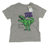 Šedé melírované tričko s dinosaurem zn. Primark