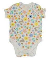Bílé body s kytičkami a zajíčky Matalan
