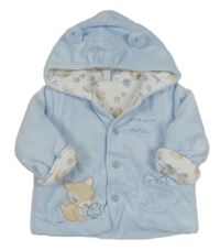 Světlemodrý sametový zateplený kabátek se srnkou a kapucí 