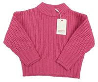 Nové - Růžový žebrovaný vlněný svetr Minoti