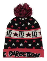 Černo-růžovo-bílá pletená čepice One Direction