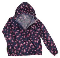 Tmavomodrá šusťáková větrovka s motýly a kapucí Gelert