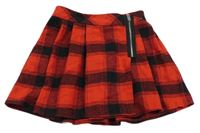 Červeno-černá kostkovaná vlněná sukně George