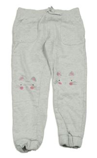 Šedé melírované tepláky s kočkami Mothercare