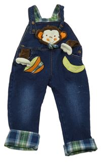 Tmavomodré laclové rifle s opicí