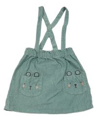 Zelenošedá manšestrová sukně se zvířátky a kšandami George 