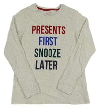 Šedé melírované triko s nápisem M&S