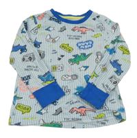 Bílo-modré kostkované triko s obrázky C&A