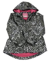 Černo-stříbrná šusťáková vzorovaná jarní parka s kapucí George 