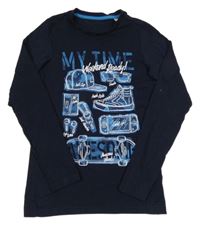 Tmavomodré triko se skatem C&A