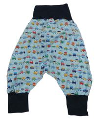 Světlemodro-tmavomodré turecké kalhoty s vláčky 