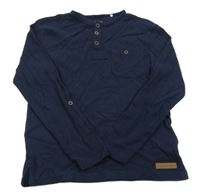 Tmavomodré vzorované triko s kapsou Yigga