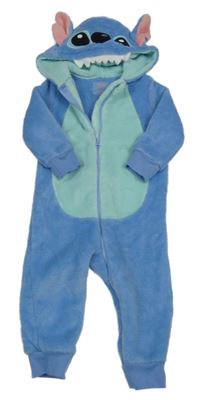 Modro-zelená chlupatá kombinéza s kapucí - Stitch Primark