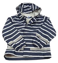 Tmavomodro-bílá pruhovaná nepromokavá bunda s kapucí Kids