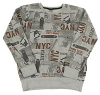 Šedá mikina se skateboardisty Y.F.K.