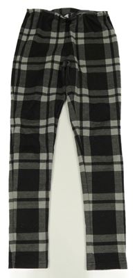 Černo-šedé kostkované legíny L&D