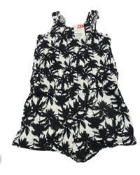 Nové - Bílo-černý lehký kraťasový overal s palmami H&M