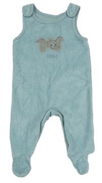 Modré sametové žebrované dupačky se slonem Disney