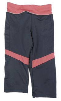 Šedo-růžové sportovní capri legíny Decathlon