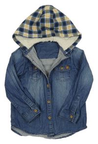 Modrá riflová košilová bunda s kapucí Mothercare