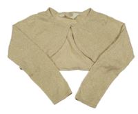 Béžovo-zlaté třpytivé svetrové bolerko H&M