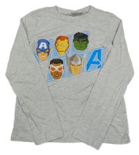 Šedé melírované triko s hrdiny Marvel