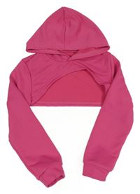 Růžová crop mikina s kapucí 