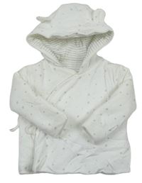 Bílý zavinovací zateplený kabátek s hvězdičkami a kapucí s oušky miniclub