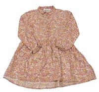 Skořicové šaty s kytičkami a límečkem zn. H&M