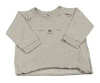 Světlešedá melírovaná propínací mikina s čumáčkem H&M