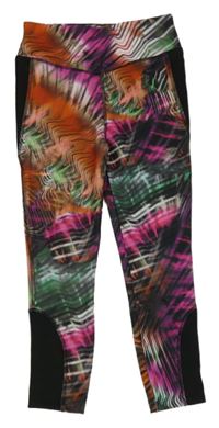 Černo-barevné vzorované sportovní legíny