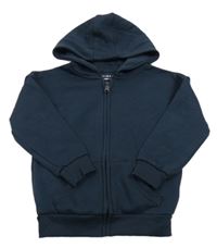 Tmavomodrá propínací mikina s kapucí PRIMARK