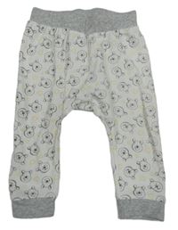 Bílo-šedé turecké tepláky s Pú a srdíčky Disney