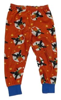 Červeno-vínovo-modré pruhované plyšové pyžamové kalhoty s Bingem George