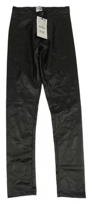 Nové - černé koženkové kalhoty ZARA