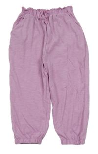 Lila melírované paper bag lehké teplákové kalhoty Tu