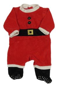 Červeno-černo-bílý sametový vánoční overal - Santa