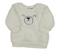 Bílá huňatá mikina s medvídkem Ergee