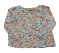 Šedé melírované triko s kytičkami Nutmeg