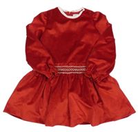 Červené plyšové šaty s výšivkou mayoral