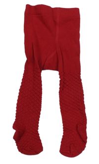 Červené punčocháče s károvaným vzorem M&Co