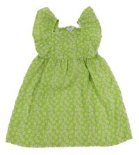 Zelené květované krepové šaty s volánky PRIMARK