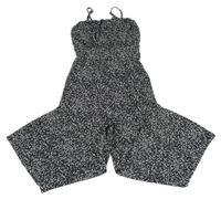 Černo-bílý kytičkovaný kalhotový overal New Look