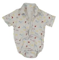 Bílé košilové body s velrybami a kraby